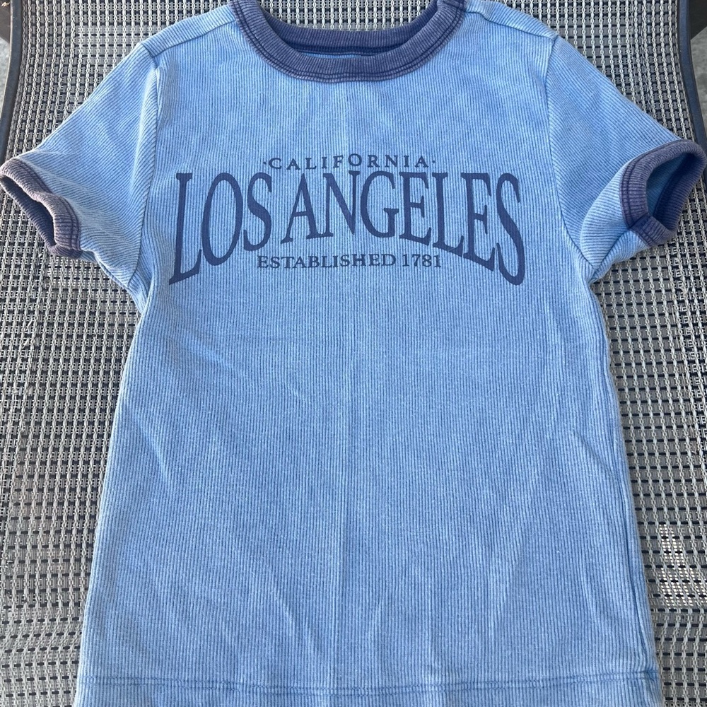 Los Angeles Graphic Ringer Tee - Light Blue